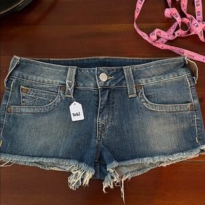 True Religion Distressed Blue Jean Shorts